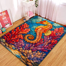 Seahorse Stained Glass Rectangular Area Rug