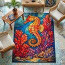 Seahorse Stained Glass Rectangular Area Rug