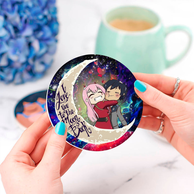 Hiro Zero Two Darling In The Franxx Anime Couple Love You To The Moon Galaxy Ceramic Decor Coaster - Gift Idea