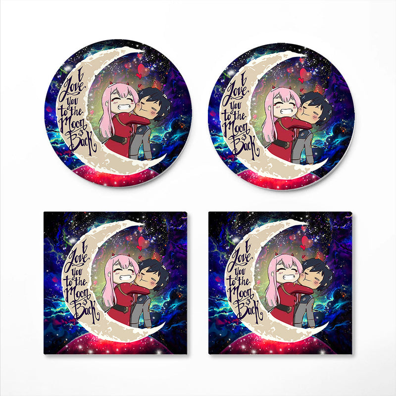 Hiro Zero Two Darling In The Franxx Anime Couple Love You To The Moon Galaxy Ceramic Decor Coaster - Gift Idea