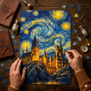Hogwarts Castle Under Starry Night Jigsaw Puzzle