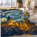 Hogwarts Castle Under Starry Night Rectangular Area Rug