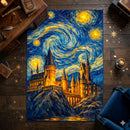 Hogwarts Castle Under Starry Night Rectangular Area Rug