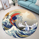 Hoho vs Lugia Pokemon The Great Wave Round Rug