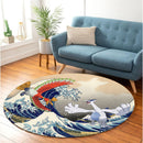 Hoho vs Lugia Pokemon The Great Wave Round Rug
