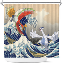 Hoho vs Lugia Pokemon The Great Wave Shower Curtain