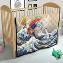 Hoho vs Lugia Pokemon The Great Wave Quilt Blanket