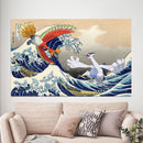 Hoho vs Lugia Pokemon The Great Wave Japan - Living Room - Canvas Wall Art - Print - Wall Decor