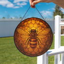 Honey Bee Round Stained Glass Suncatcher