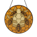 Honey Beehive Round Stained Glass Suncatcher