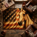 Horse American Flag Rectangular Area Rug