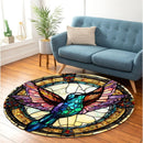 Humming Bird Stained Glass Round Rug