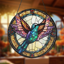 Hummingbird Round Stained Glass Suncatcher