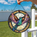 Hummingbird Round Stained Glass Suncatcher