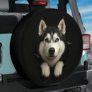Husky Dog In A Torn Bag Jeep Car Spare Tire Cover