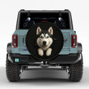 Husky Dog In A Torn Bag Jeep Car Spare Tire Cover