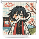 Iguro Obanai Demon Slayer Japan Ink Style Shower Curtain