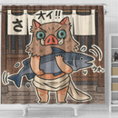 Inosuke Hashibira Demon Slayer Anime Japan Ink Style Shower Curtain