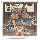 Inosuke Hashibira Demon Slayer Anime Japan Ink Style Shower Curtain