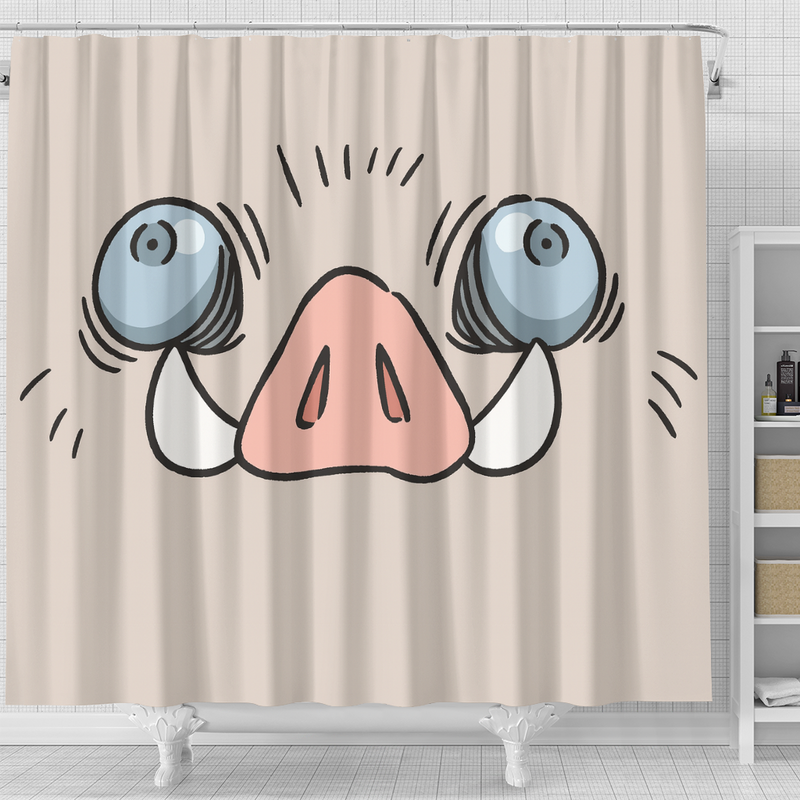 Inosuke Hashibira Face Demon Slayer Shower Curtain