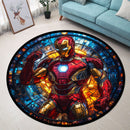 Flamingo Bird Stained Glass Round Rug