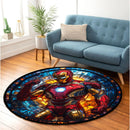 Flamingo Bird Stained Glass Round Rug