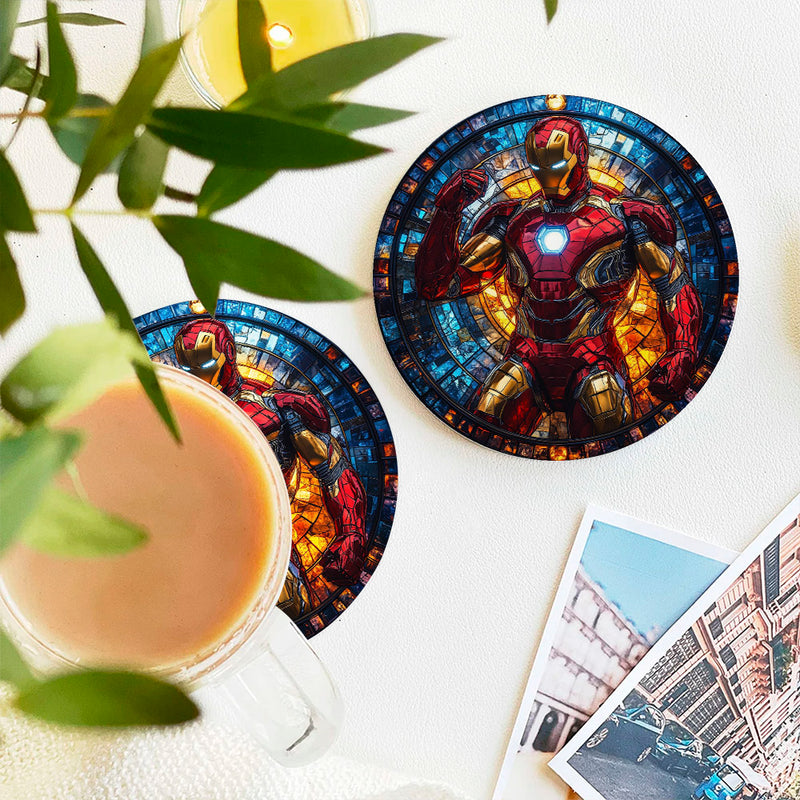 Iron Man Herro Stained Glass Decor Coaster - Gift Idea