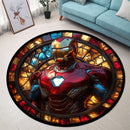 Iron Man Stained Glass Round Rug