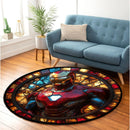 Iron Man Stained Glass Round Rug