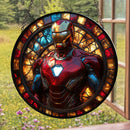 Iron Man Round Stained Glass Suncatcher