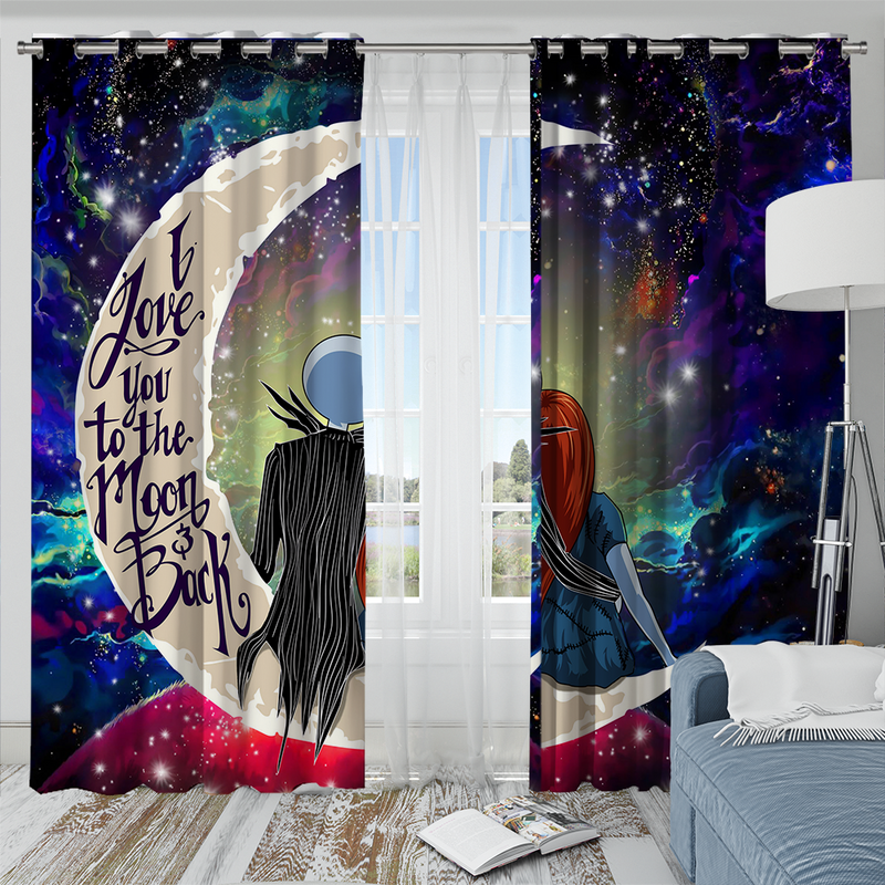 Jack And Sally Nightmare Before Christmas Love You To The Moon Galaxy Window Curtain