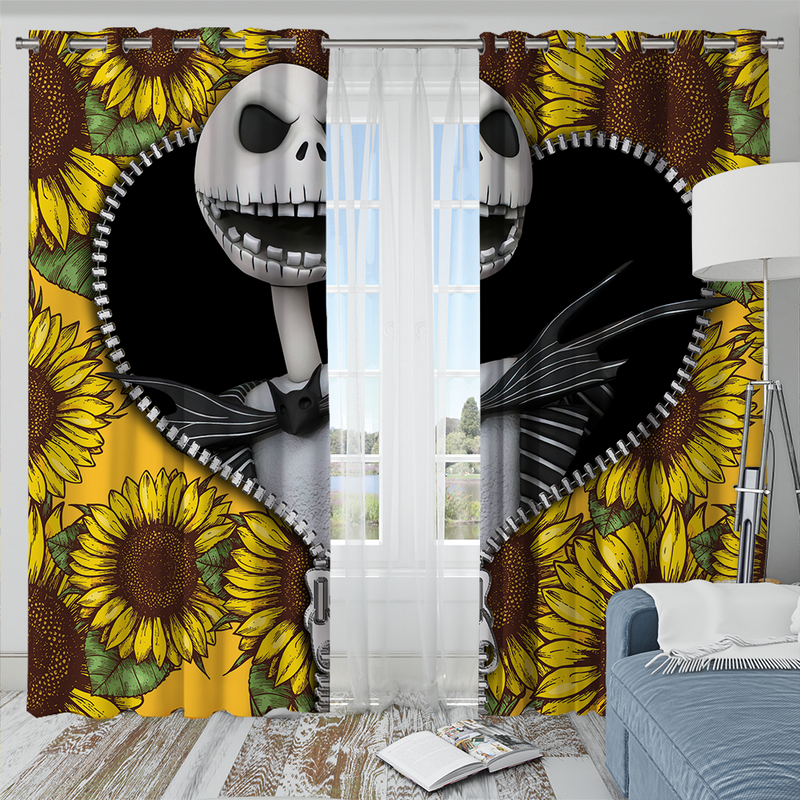 Jack Skellington Nightmare Before Christmas Sunflower Zipper Window Curtain