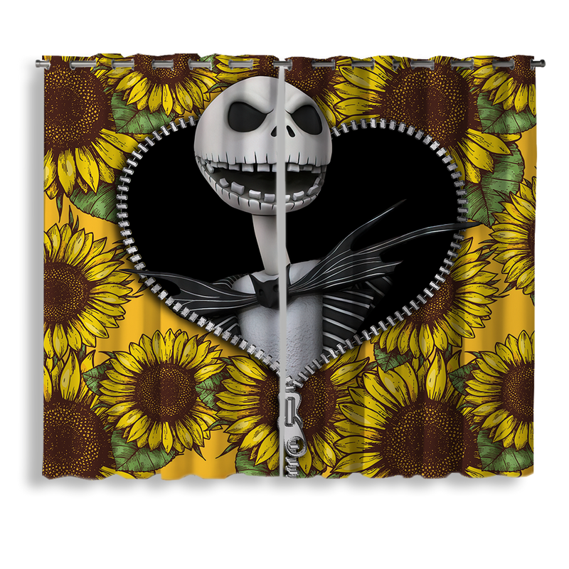 Jack Skellington Nightmare Before Christmas Sunflower Zipper Window Curtain