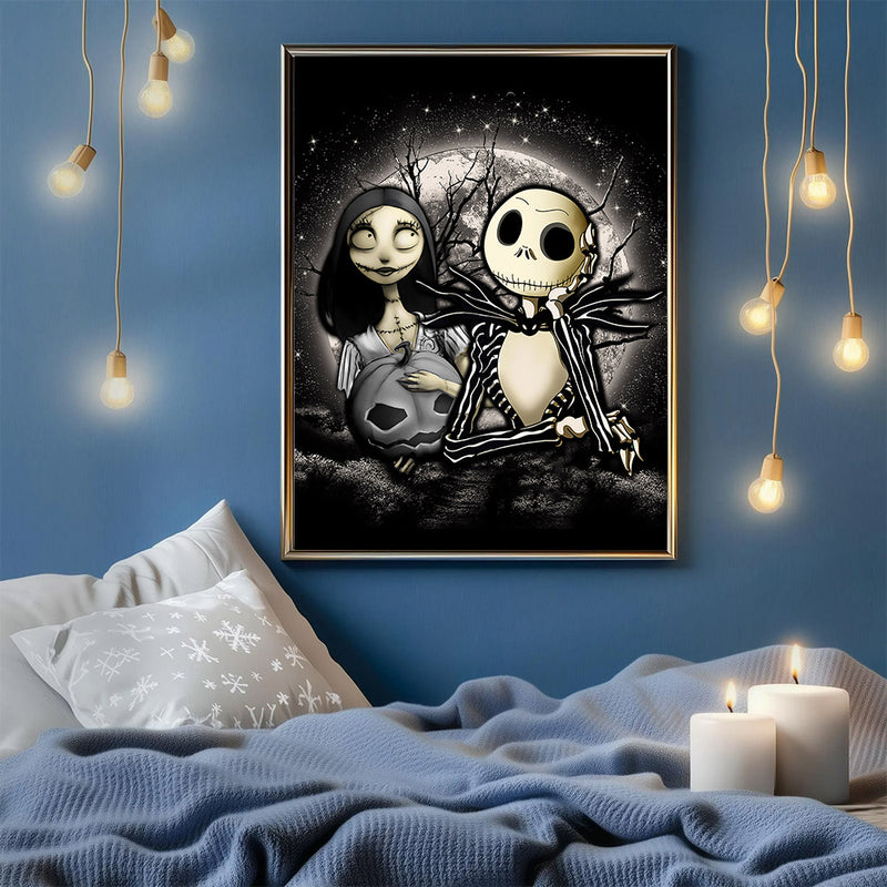 Jack And Sally Nightmare Before Christmas Moonlight - Living Room - Canvas Wall Art - Print - Wall Decor