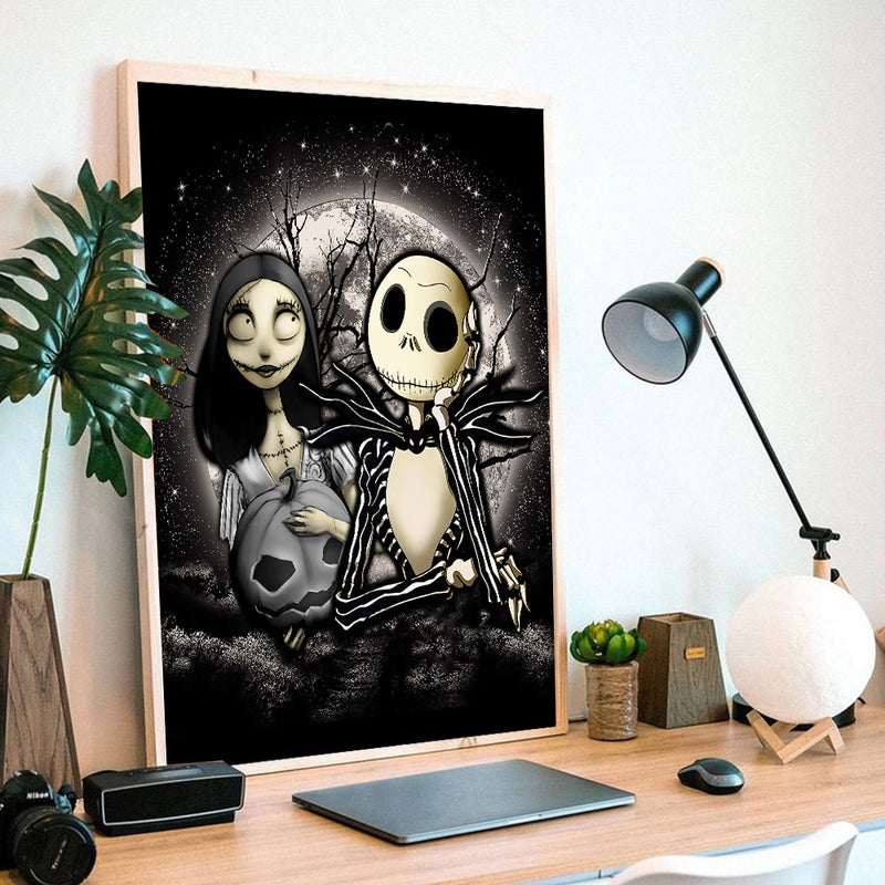 Jack And Sally Nightmare Before Christmas Moonlight - Living Room - Canvas Wall Art - Print - Wall Decor