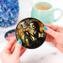 Jack Sally Nightmare Stained Glass Decor Coaster - Gift Idea