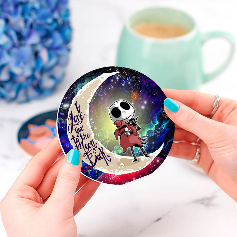 Jack Skellington Nightmare Before Christmas Love You To The Moon Galaxy Ceramic Decor Coaster - Gift Idea