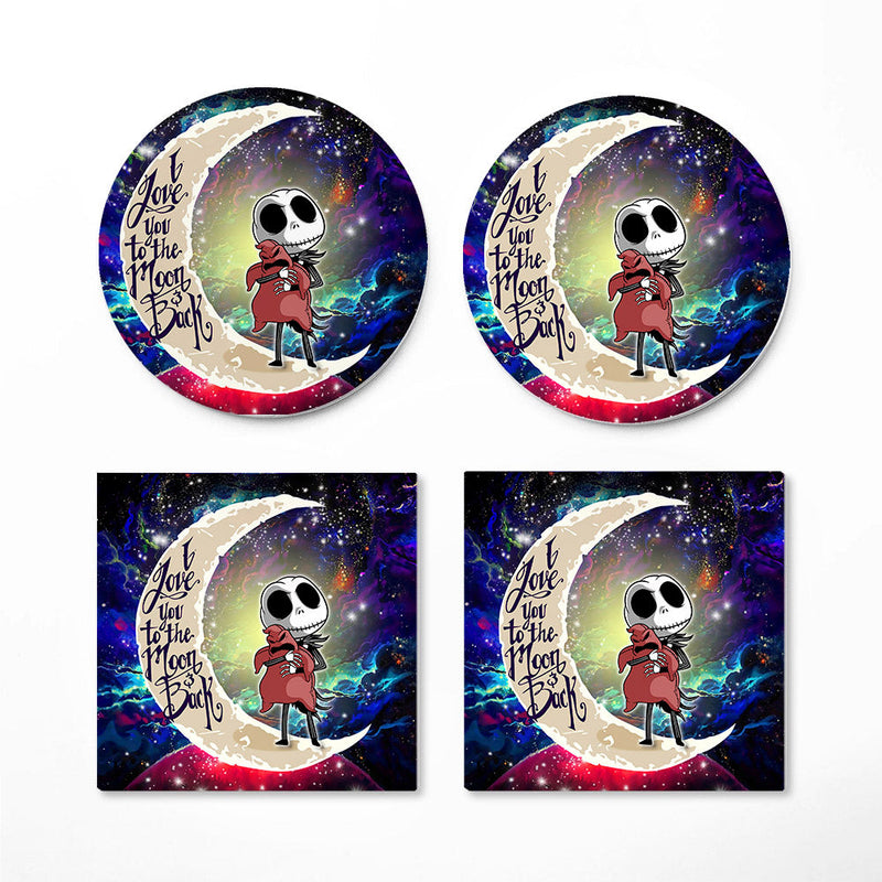 Jack Skellington Nightmare Before Christmas Love You To The Moon Galaxy Ceramic Decor Coaster - Gift Idea