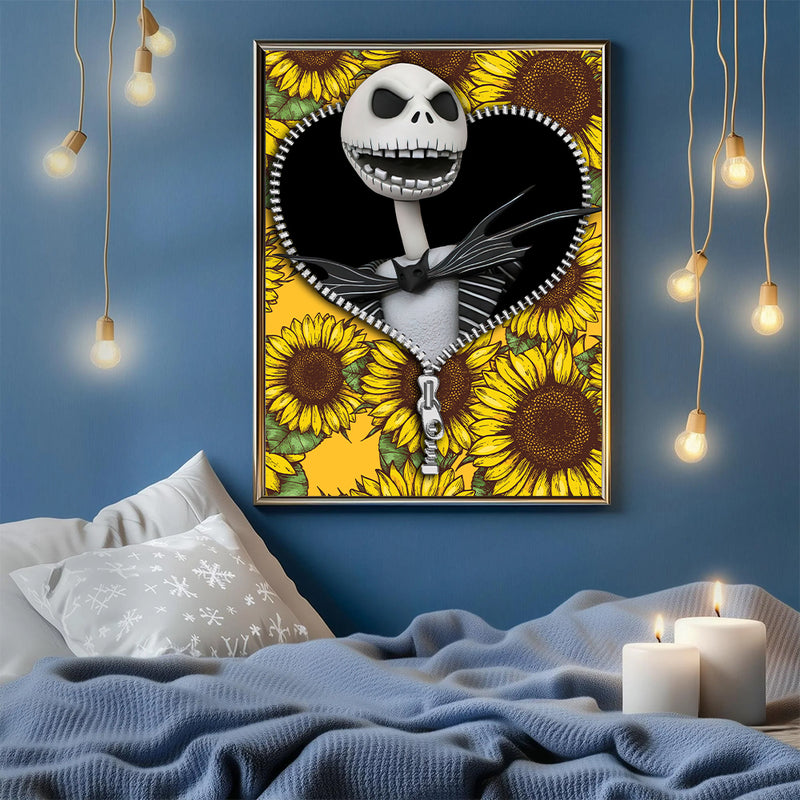 Jack Skellington Nightmare Before Christmas Sunflower - Living Room - Canvas Wall Art - Print - Wall Decor