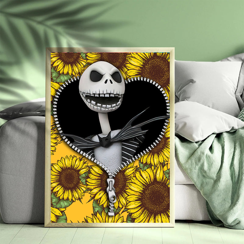 Jack Skellington Nightmare Before Christmas Sunflower - Living Room - Canvas Wall Art - Print - Wall Decor