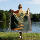 Japanese Landscape Mountain Woven Throw Blanket