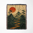 Japanese Landscape Mountain Woven Throw Blanket
