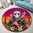 Jason Voorhees Friday The 13th Movie Stained Glass Round Rug