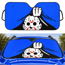 Jason Voorhees Friday the 13th horror movie Hide Blue Car Auto Sunshades