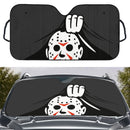 Jason Voorhees Friday the 13th Horror Movie Hide Gray Car Auto Sunshades