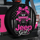 Pink Jeep Girl American Flag Car Spare Tire Cover