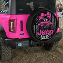 Pink Jeep Girl American Flag Car Spare Tire Cover