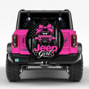 Pink Jeep Girl American Flag Car Spare Tire Cover