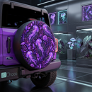 Jellyfish Purple Ocean Symphony Custom Jeep Wheel Cover With Camera Hole