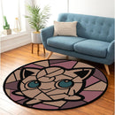 Jigglypuff Pokemon Stained Glass Round Rug